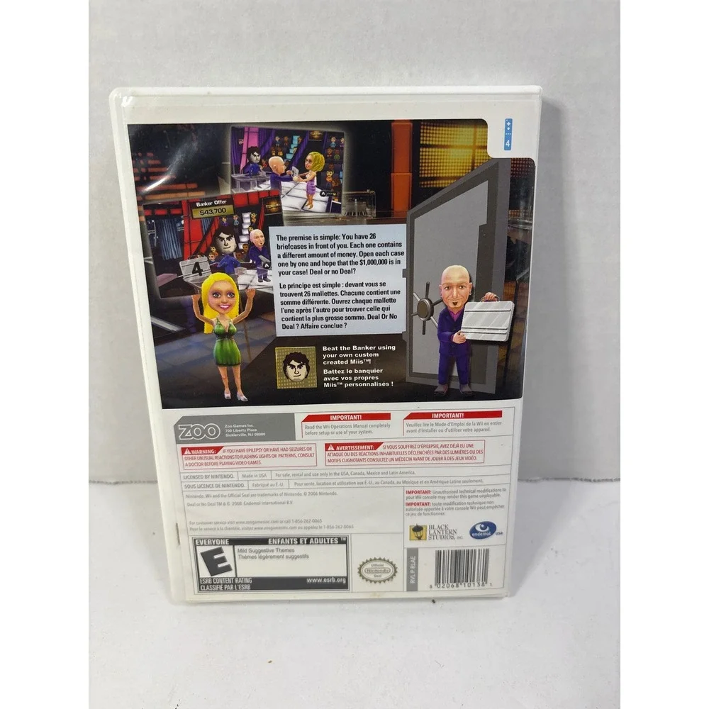 Deal or No Deal Nintendo Wii Game 2007 Zoo Games Howie Mandel Video Game